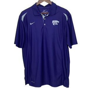 Nike Men's Polo Shirt‎ Purple Dri-Fit Performance Kansas State Wildcats Large